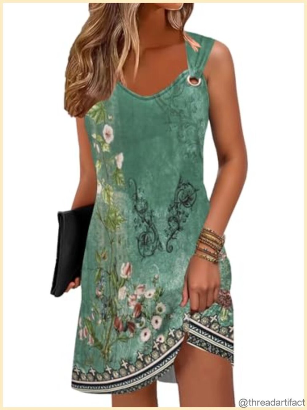 Sleeveless V-Neck Boho Floral Sundress Beach Coverup